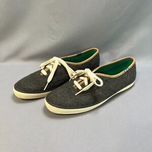 Keds Champion Felt Womens US 8 M Casual Shoes Gray‎ Low Top Lace Up Sneakers
